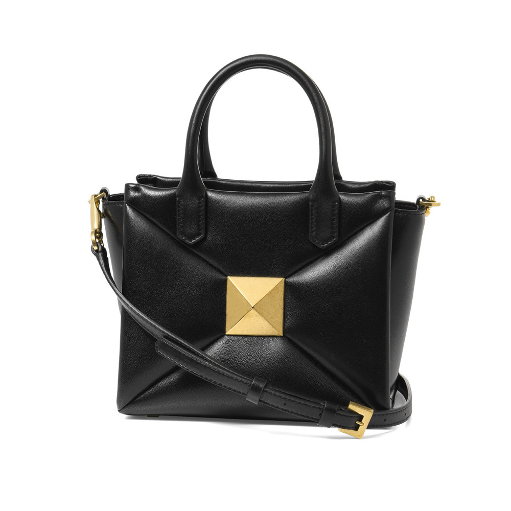 Valentino Leather One Stud Shoulder Bag Women's Small Handbag Nero Black